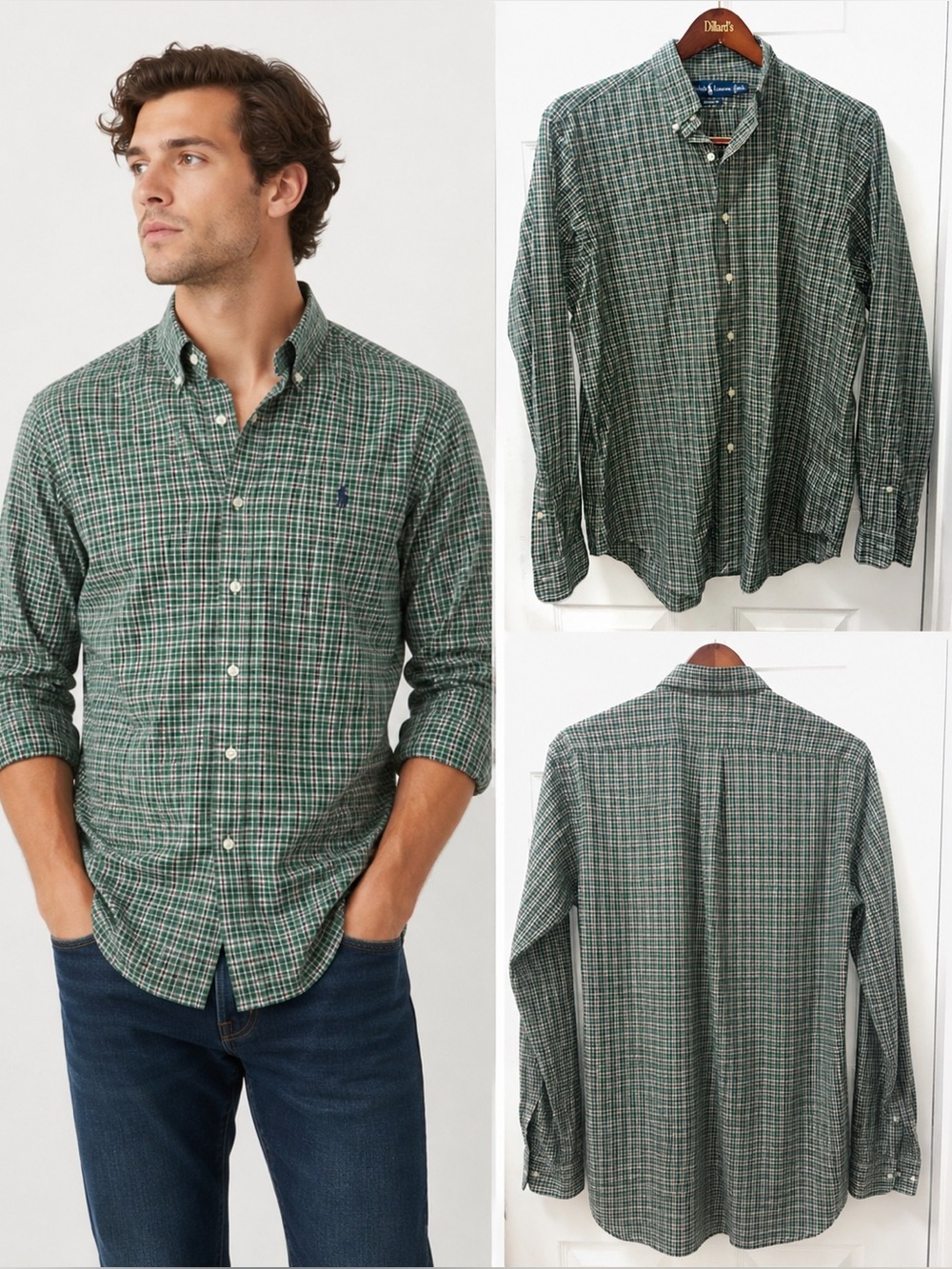 Ralph Lauren Green Plaid Cotton Button-Down Shirt
